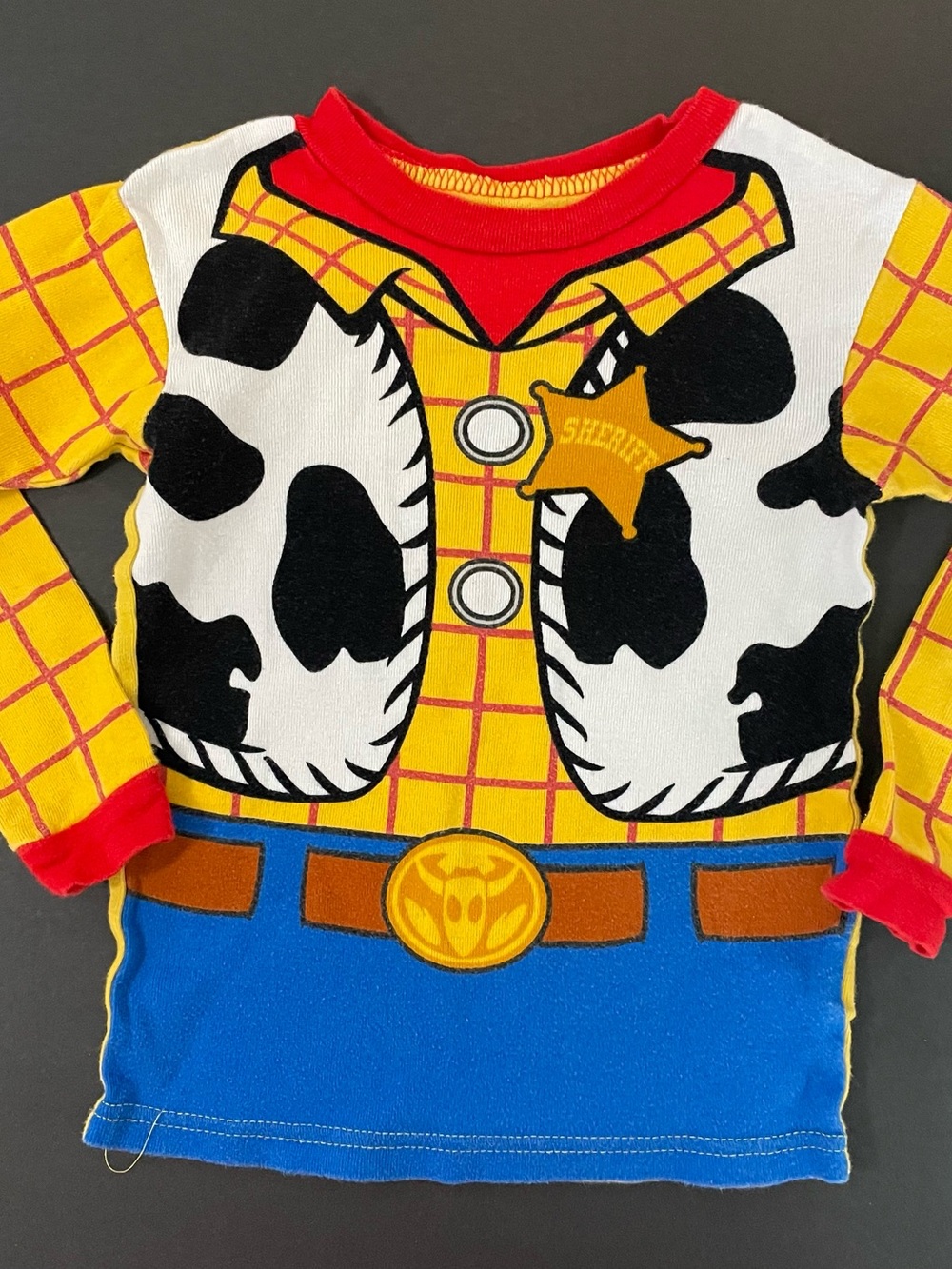Disney Woody Inspired Yellow Red Blue Sheriff Pajama Top